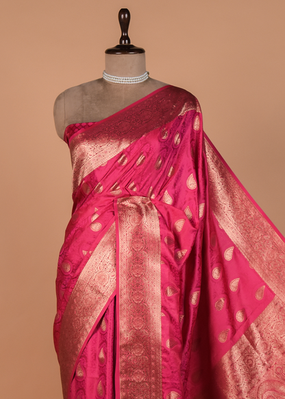 Pink Satin Silk Kanjeevaram Saree