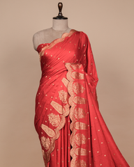 Red Gajji Silk Bandhani Saree