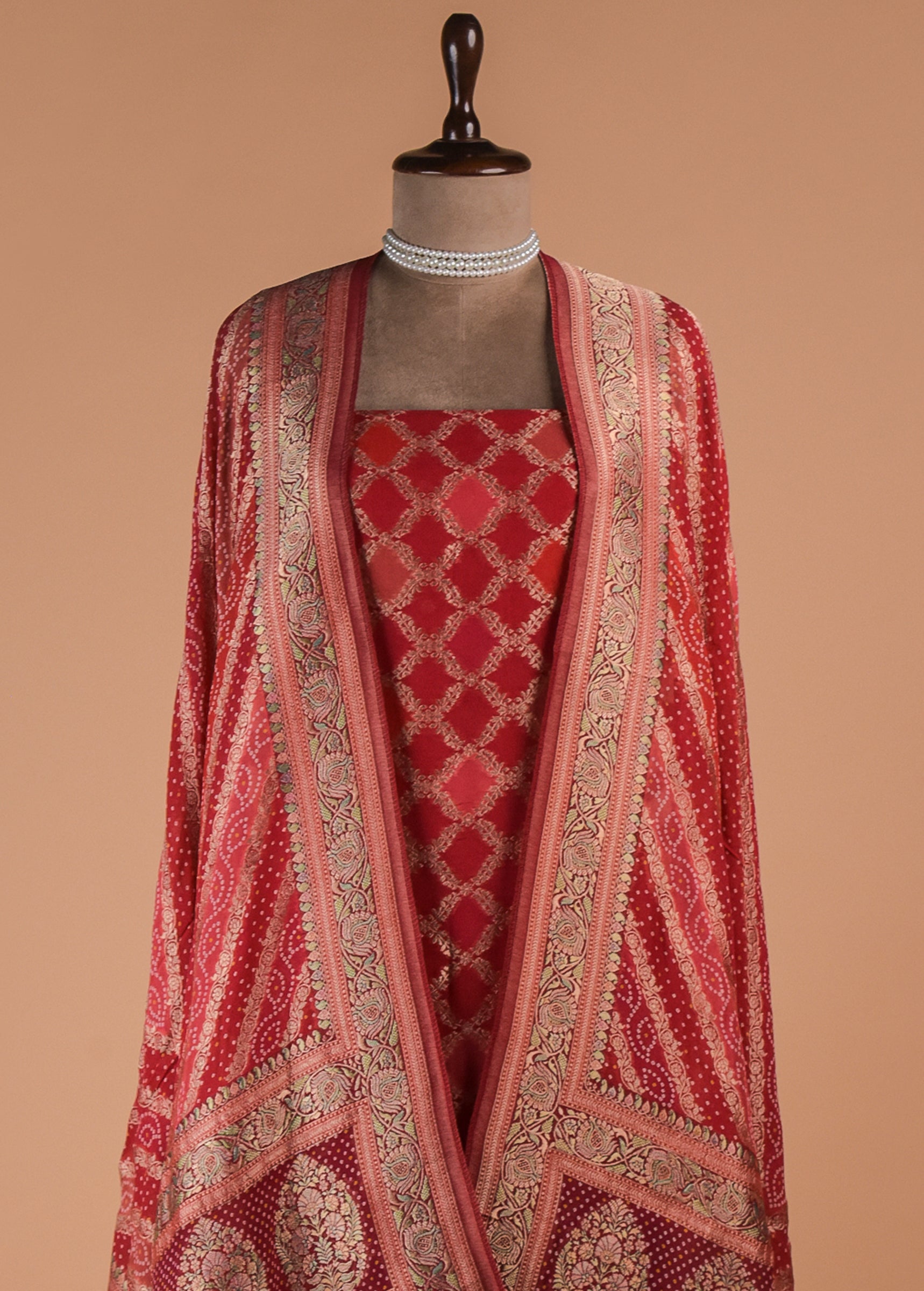 Red Georgette Dress Material