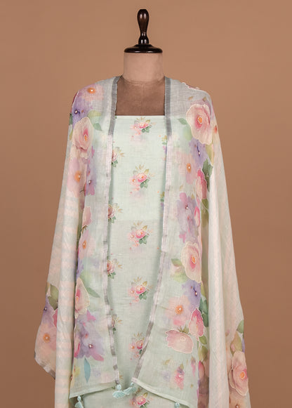 Blue Linen Dress Material