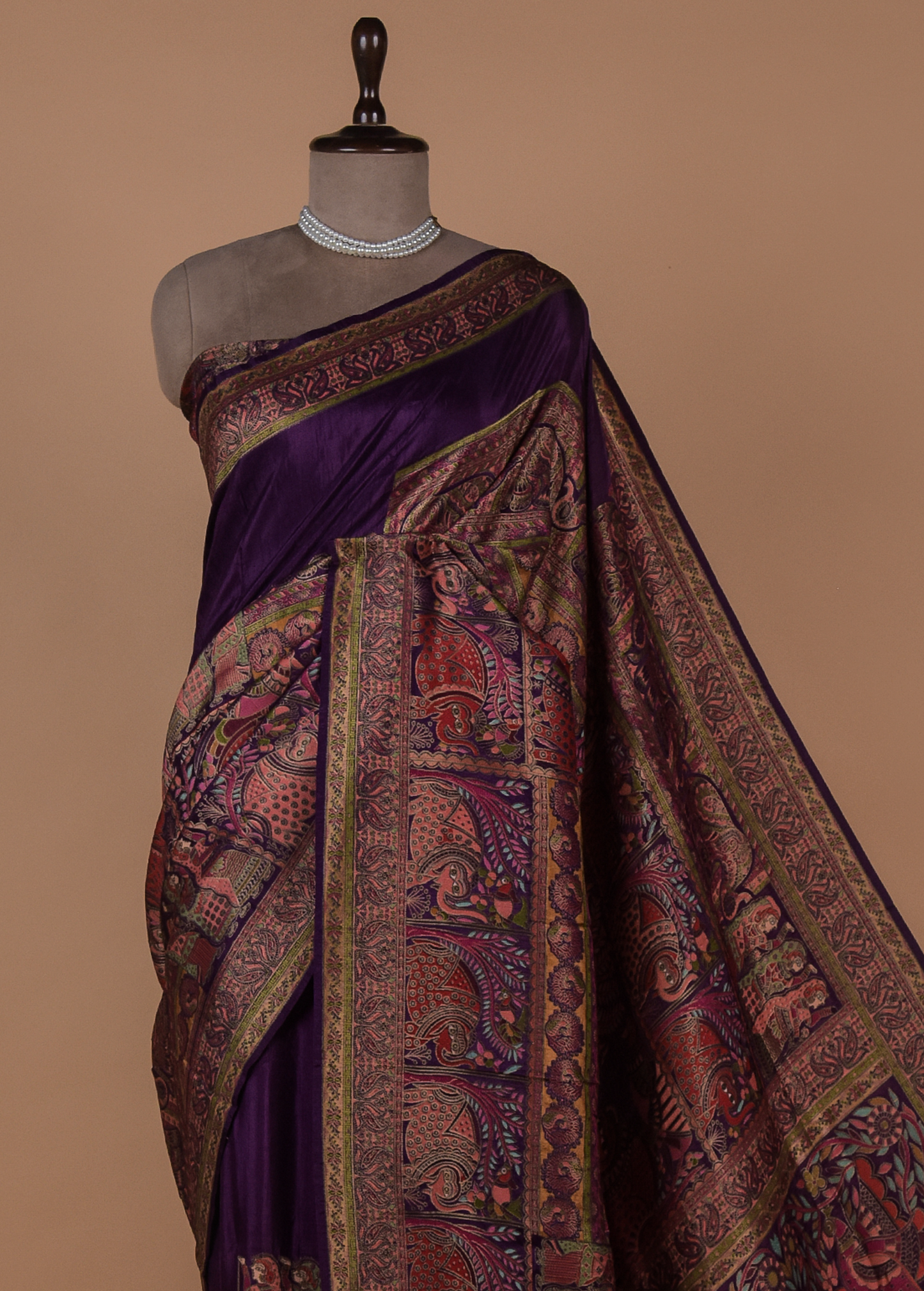 Purple Moroccan Silk Embroidered Saree