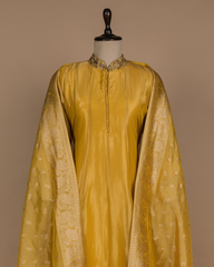 Yellow Tissue Silk Anarkali Set