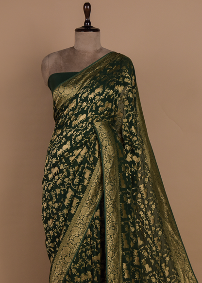 Green Georgette Banarasi Saree