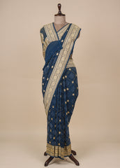 Blue Georgette Bandhani Saree