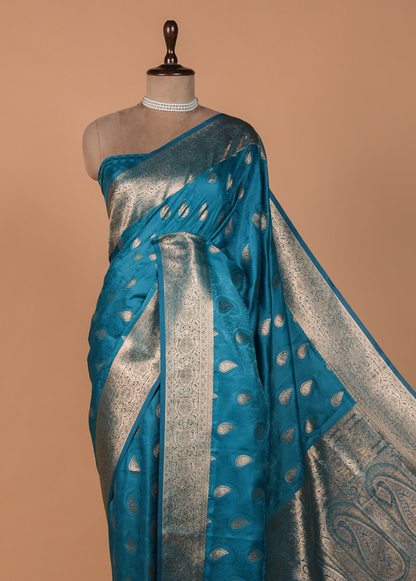 Blue Art Silk Kanjeevaram Saree