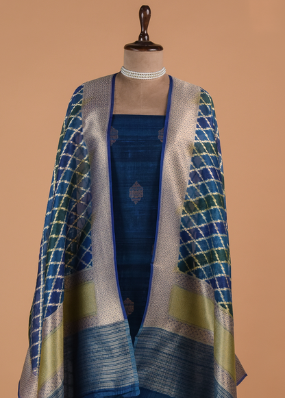 Blue Silk Dress Material