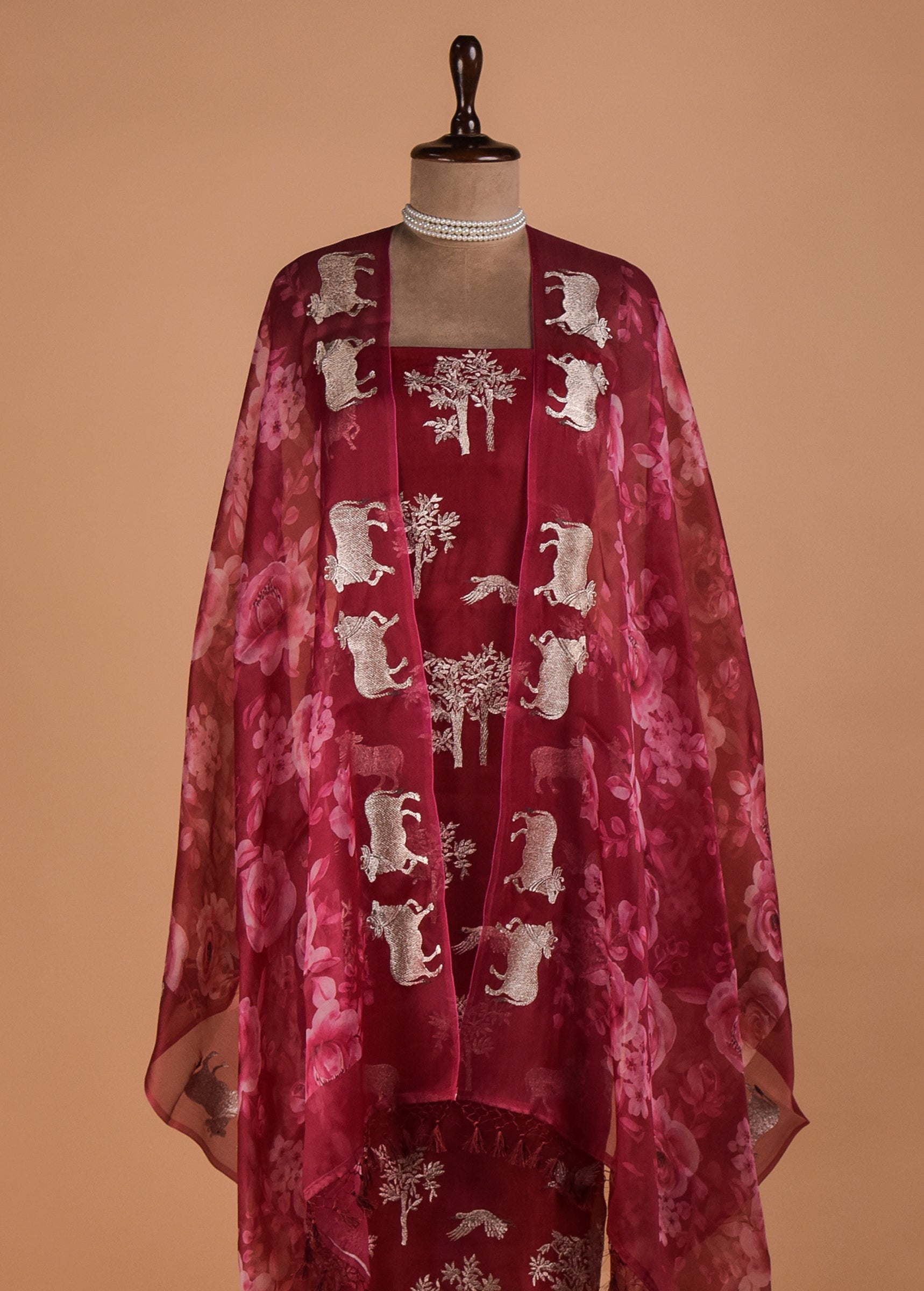 Pink Organza Dress Material