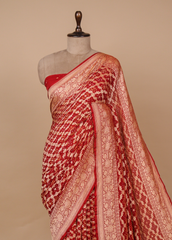 Red Georgette Bandhani Saree