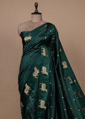 Green Crepe Silk Banarasi Saree