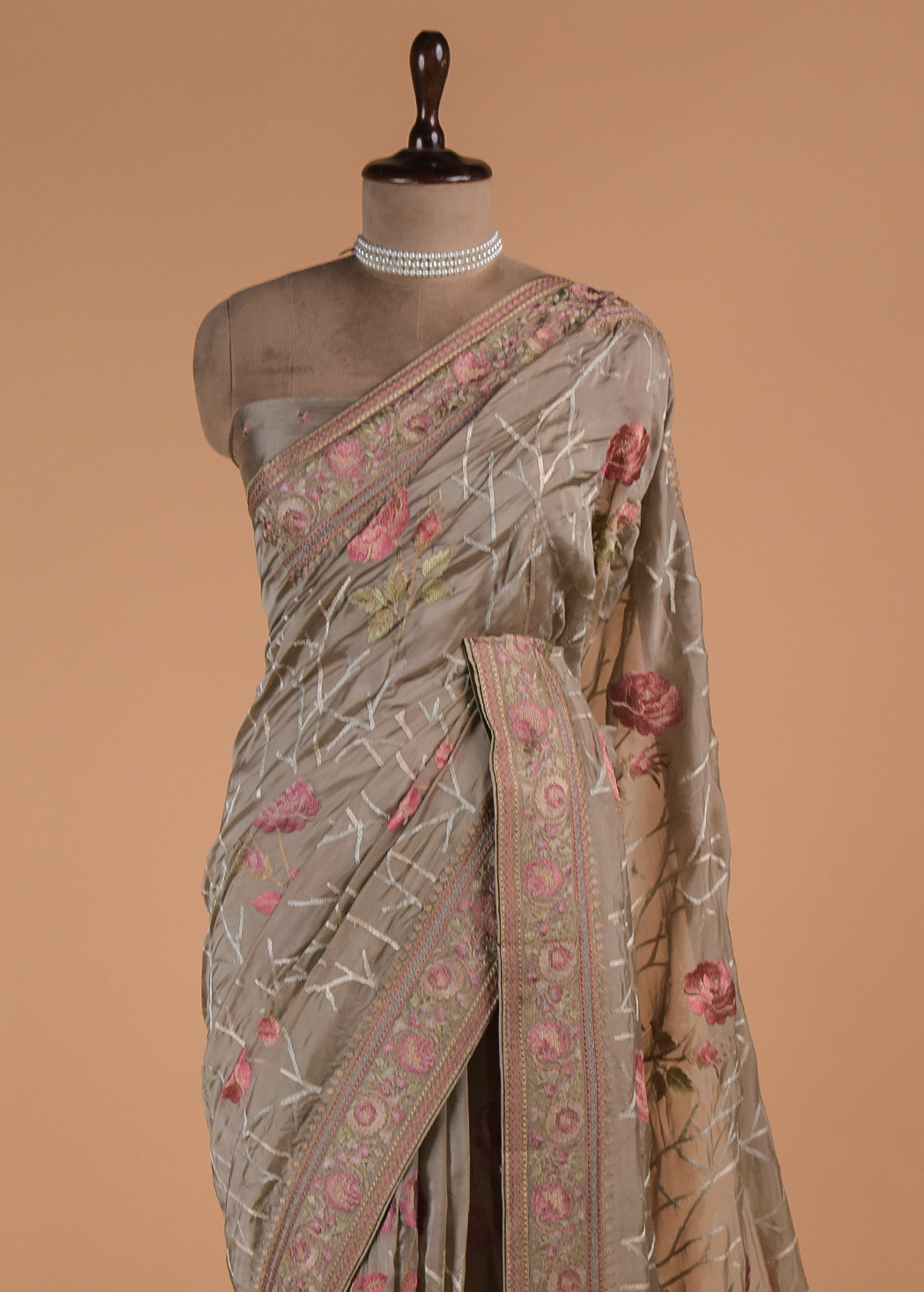 Green Organza Embroidered Saree