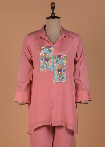 Peach Crepe Coord Set