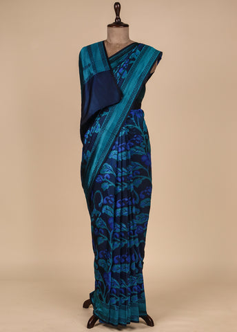 Blue Satin Silk Banarasi Saree