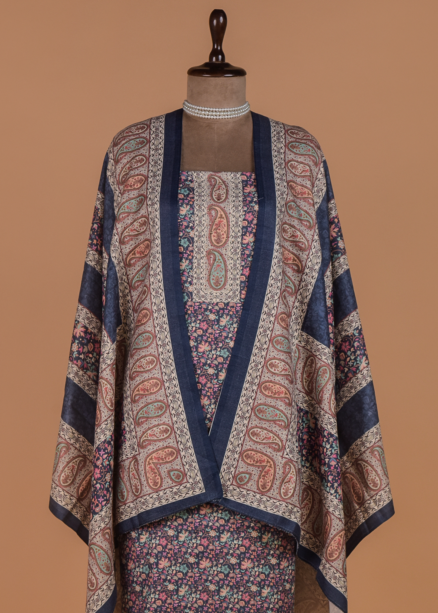 Blue Pashmina Dress Material