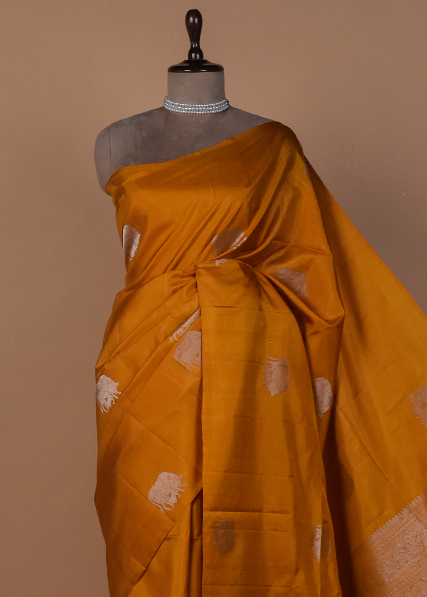 Mustard Silk Kanjeevaram Saree