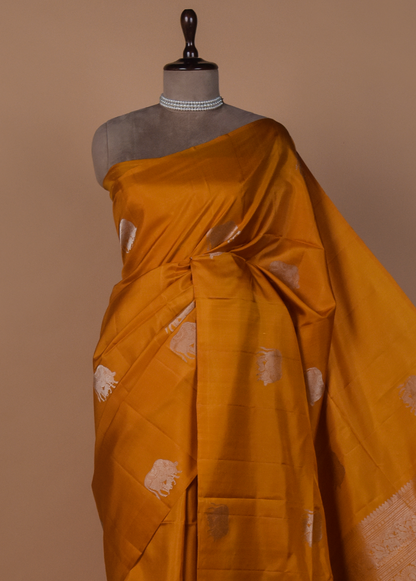 Mustard Silk Kanjeevaram Saree