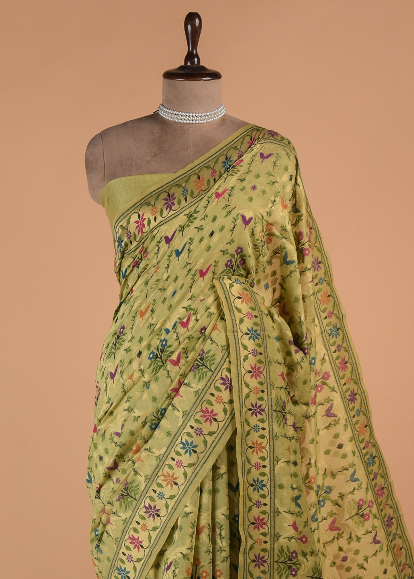 Green Cotton Banarasi Saree