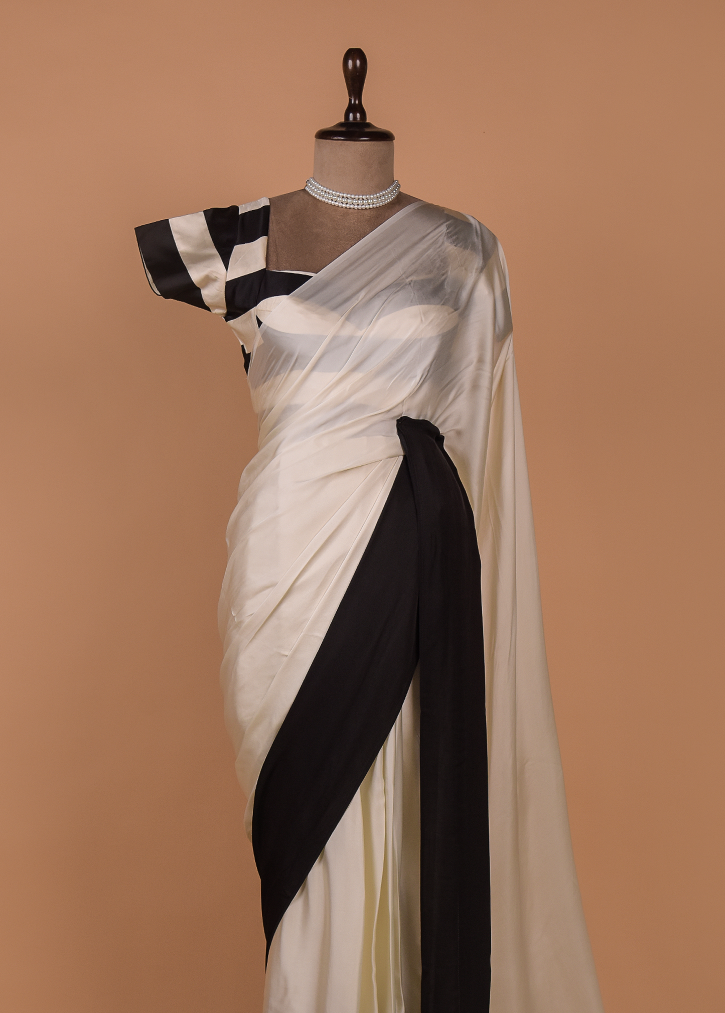 White Crepe Embroidered Saree