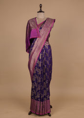 Purple Dupion Silk Banarasi Saree