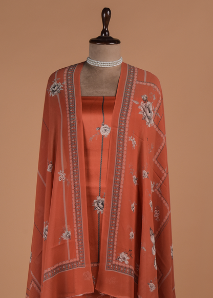 Orange Satin Dress Material