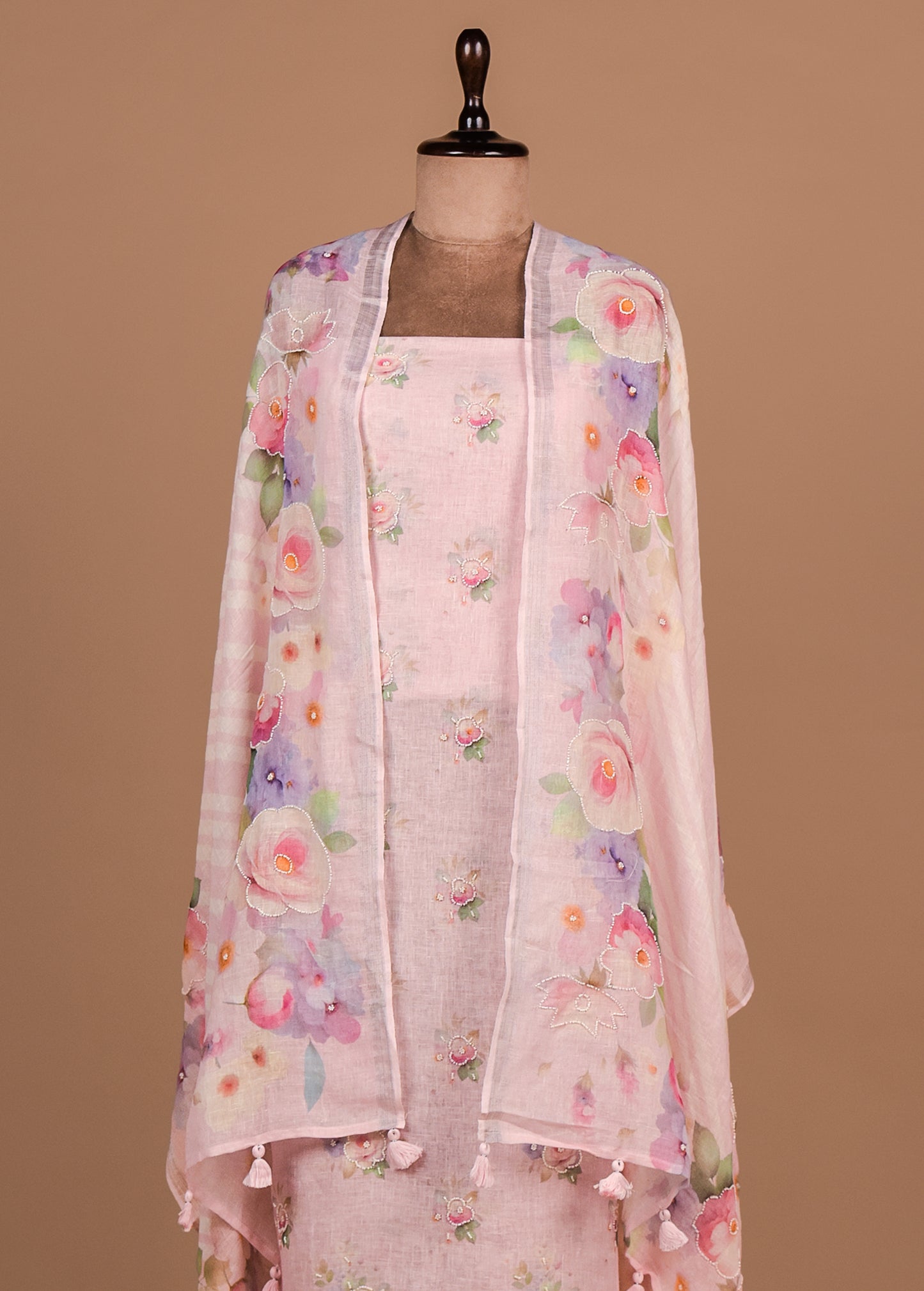 Pink Linen Dress Material