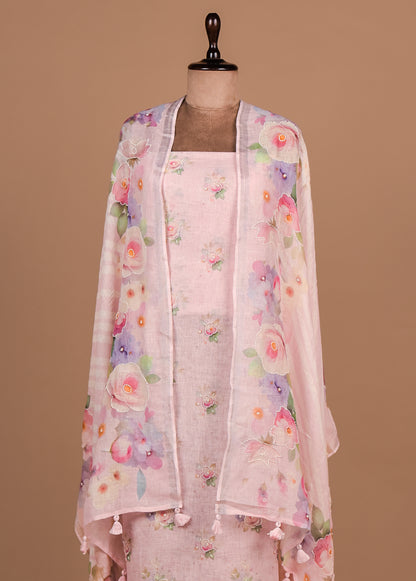 Pink Linen Dress Material