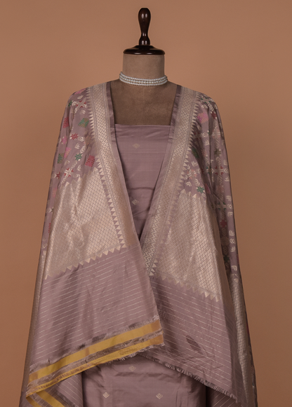 Moave Silk Dress Material