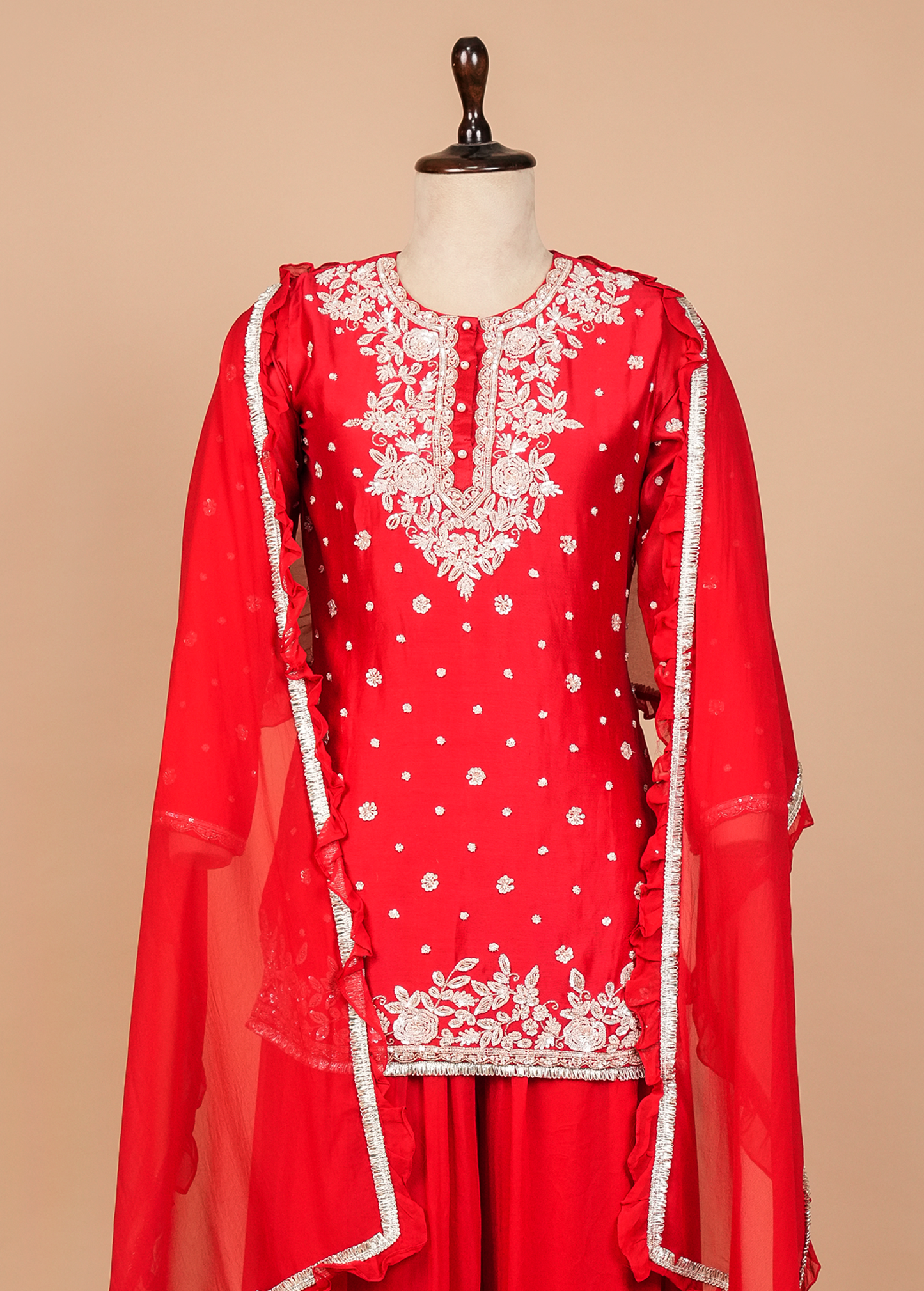 Red Georgette Sharara Set