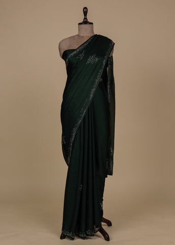 Green Chiffon Embroidered Saree