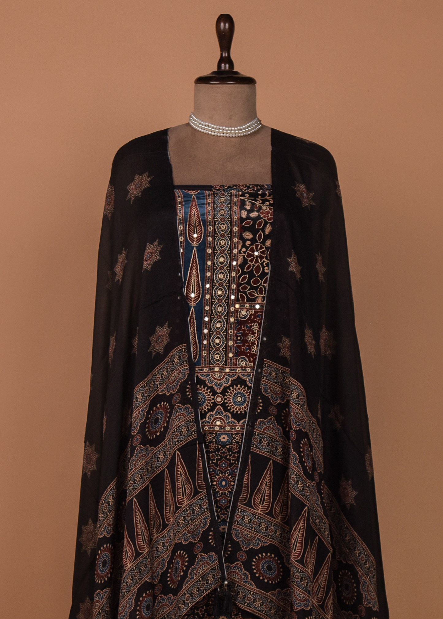 Black Crepe Silk Dress Material