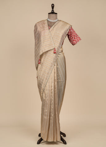 Gold Tissue Embroidered Saree