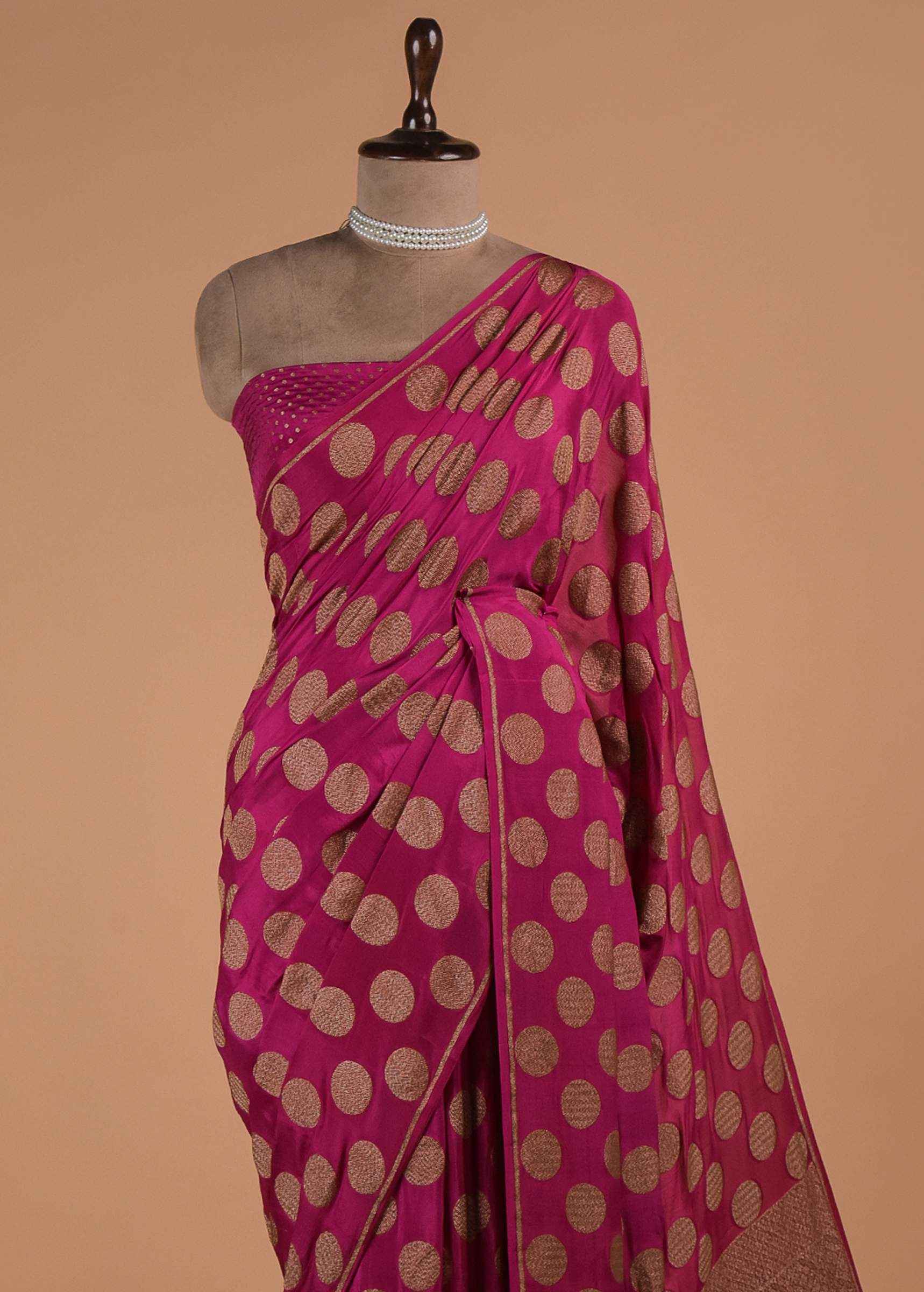 Pink Banarasi Handwoven Crepe Silk Saree