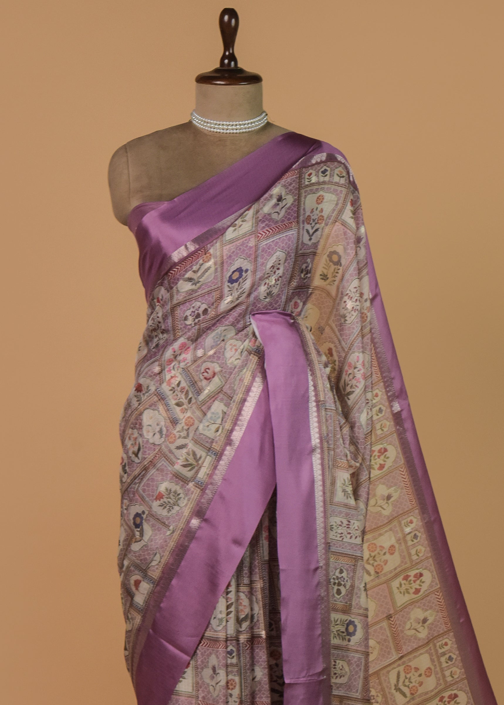Purple Silk Kota Printed Saree