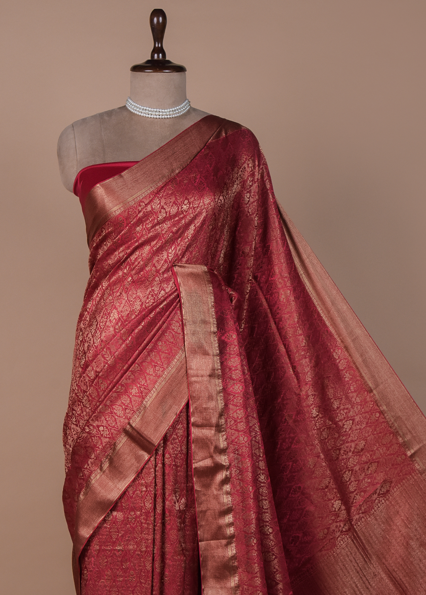Red Crepe Silk Banarasi Saree