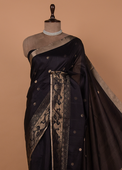 Black Silk Kanjeevaram Saree