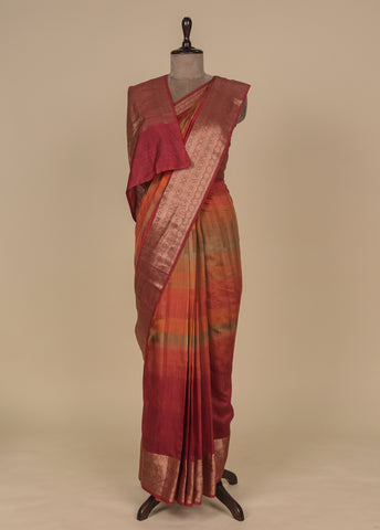 Multicoloured Tussar Banarasi Saree