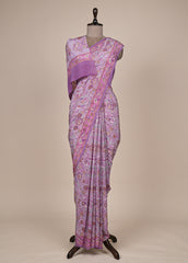 Pink Crepe Printed Saree