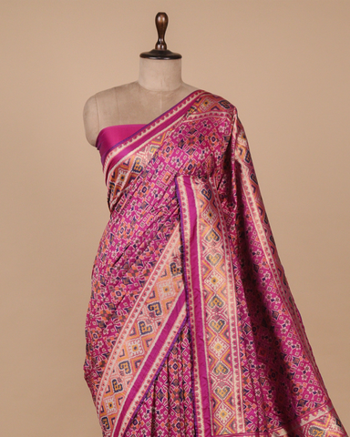 Purple Art Silk Patola Saree