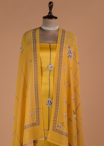 Yellow Satin Dress Material