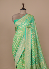 GreenGeorgette Bandhani Saree