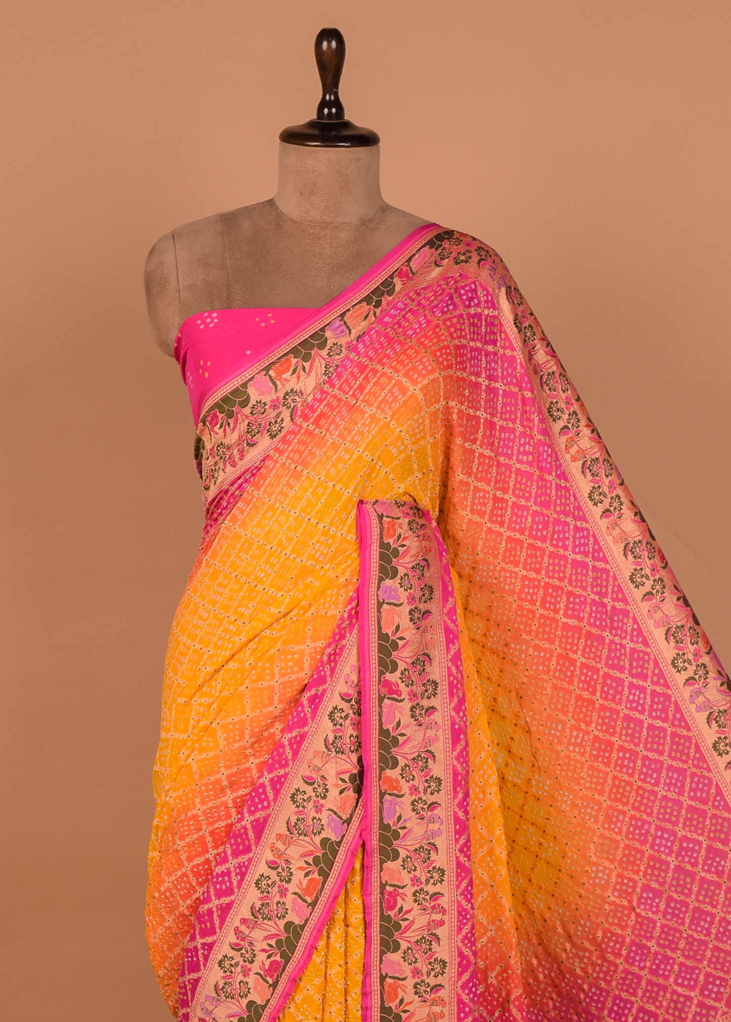 Multicoloured Georgette Bandhani Saree
