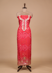 Red Crepe Silk Dress Material