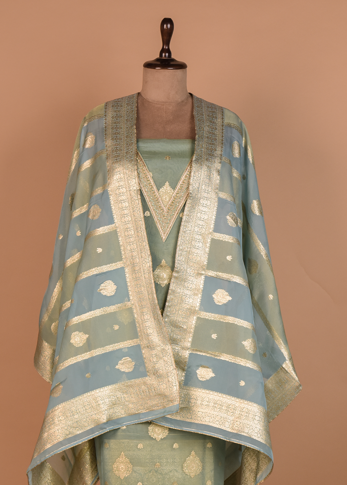 Blue Tissue Dress Material
