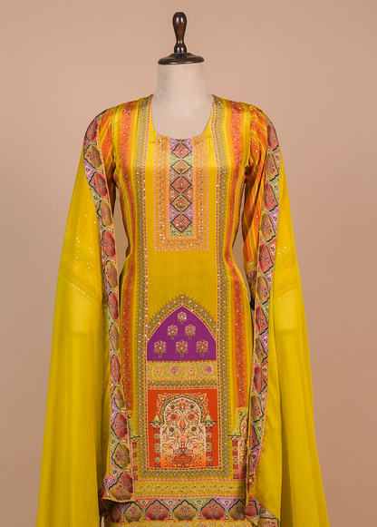 Multicoloured Crepe Straight Set