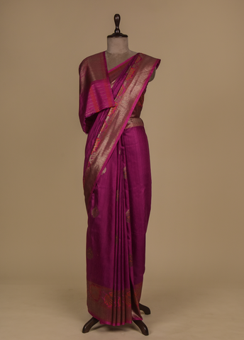 Pink Dupion Silk Banarasi Saree