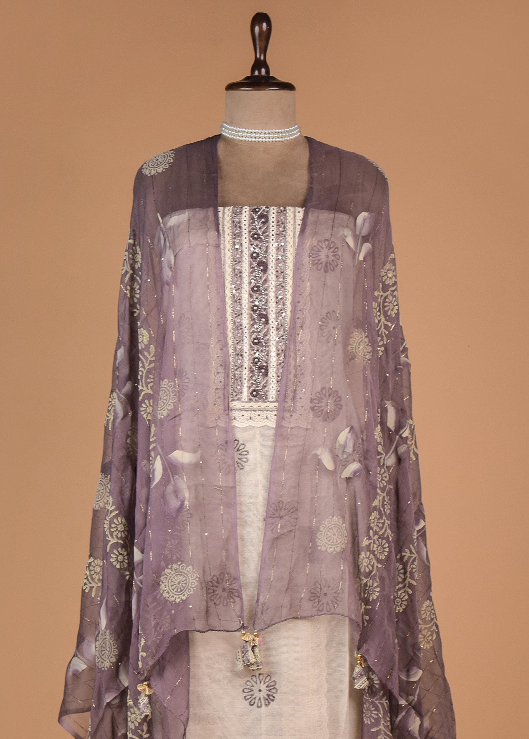 White Kota Dress Material