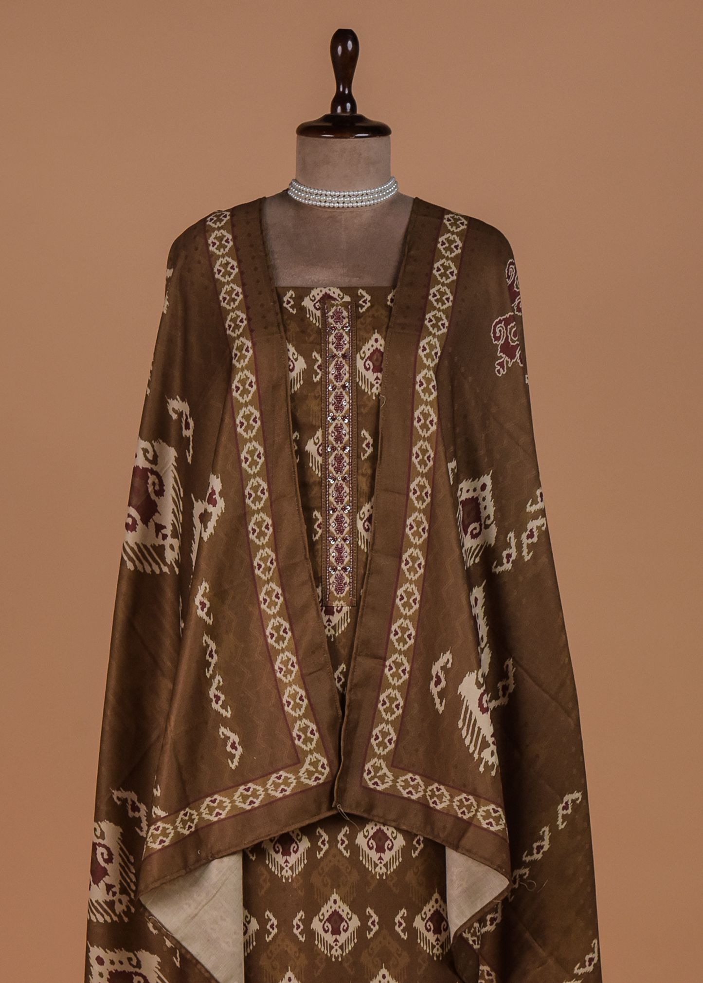 Brown Pashmina Dress Material