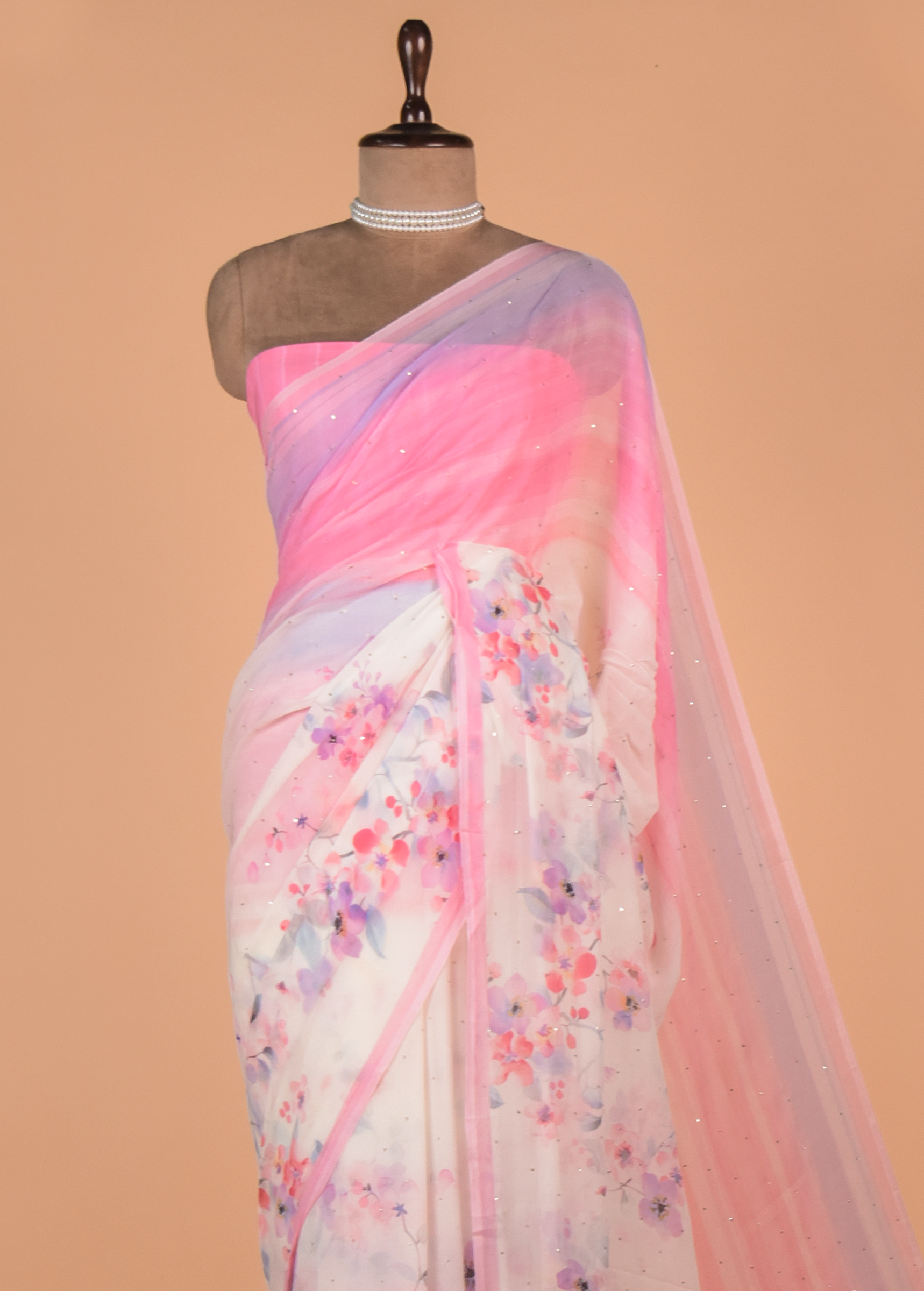 Multicoloured Chifon Printed Saree