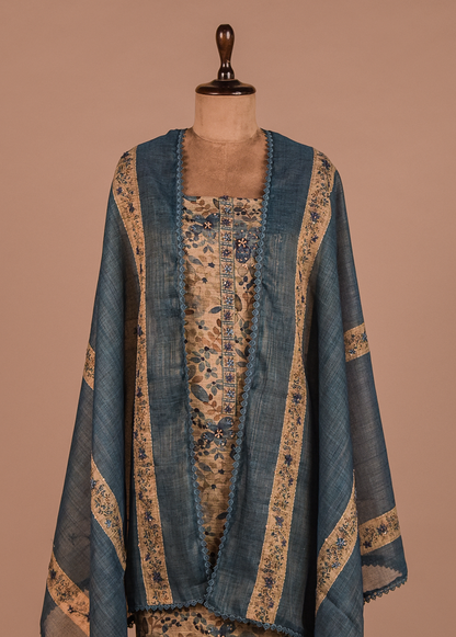 Blue Cotton Dress Material