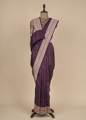 Wine Silk Banarasi Saree