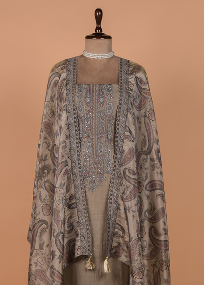 Grey Pashmina Dress Material